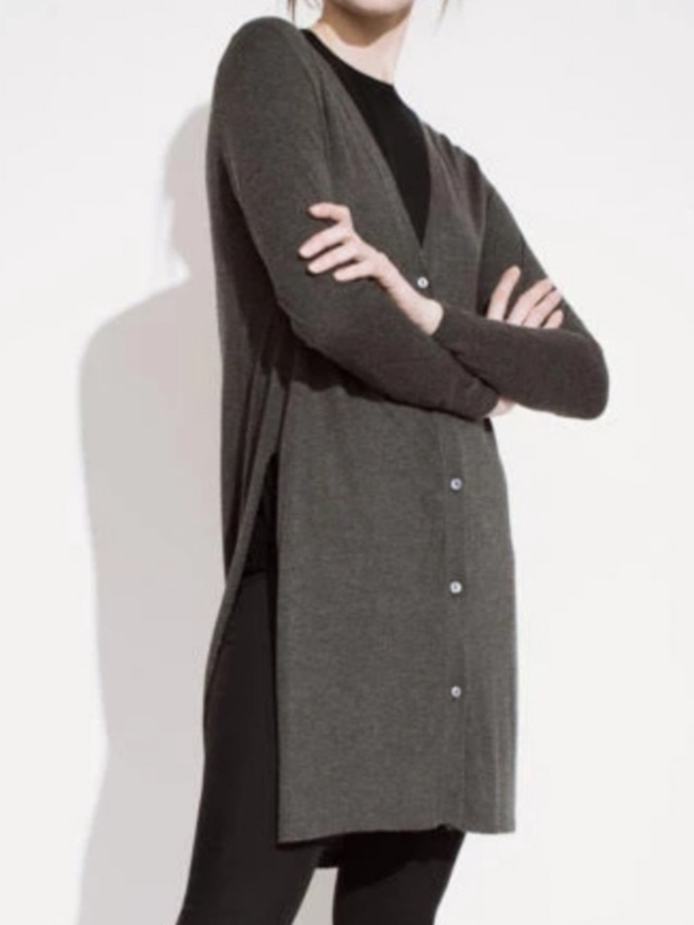 Kokun Side Slit Long Cardigan